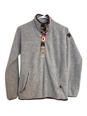 Burton Anouk Pullover Fleece Size XS Gray 1/4 Snap Button Pockets